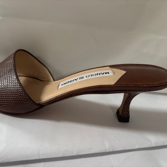 Manila Blahnik dark brown stunning lizard sandals - Picture 6 of 9